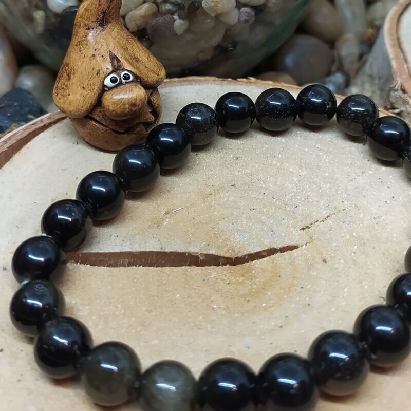 Bracelet mixte obsidienne naturelle